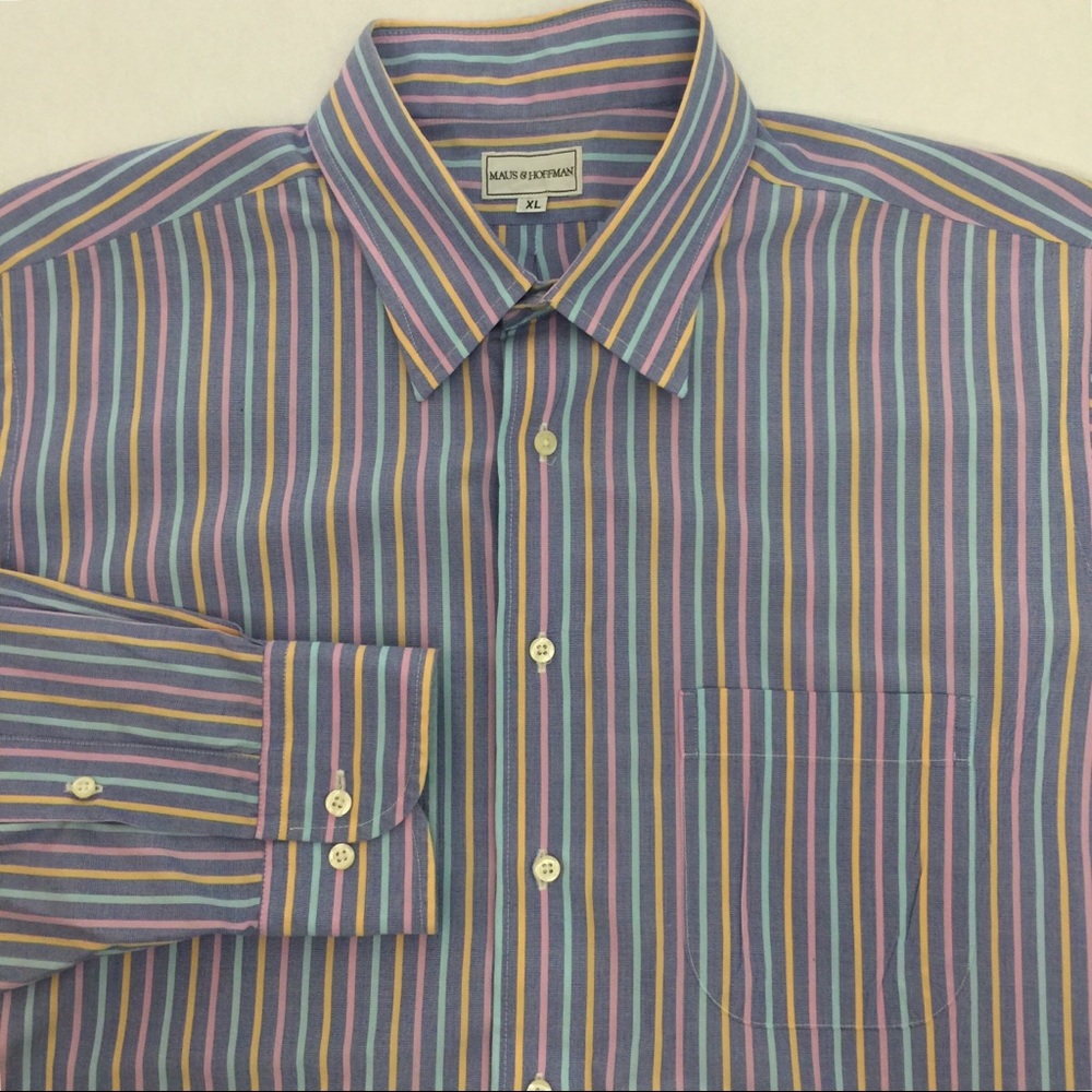 Maus & Hoffman Mens Striped Button Dress Shirt U29